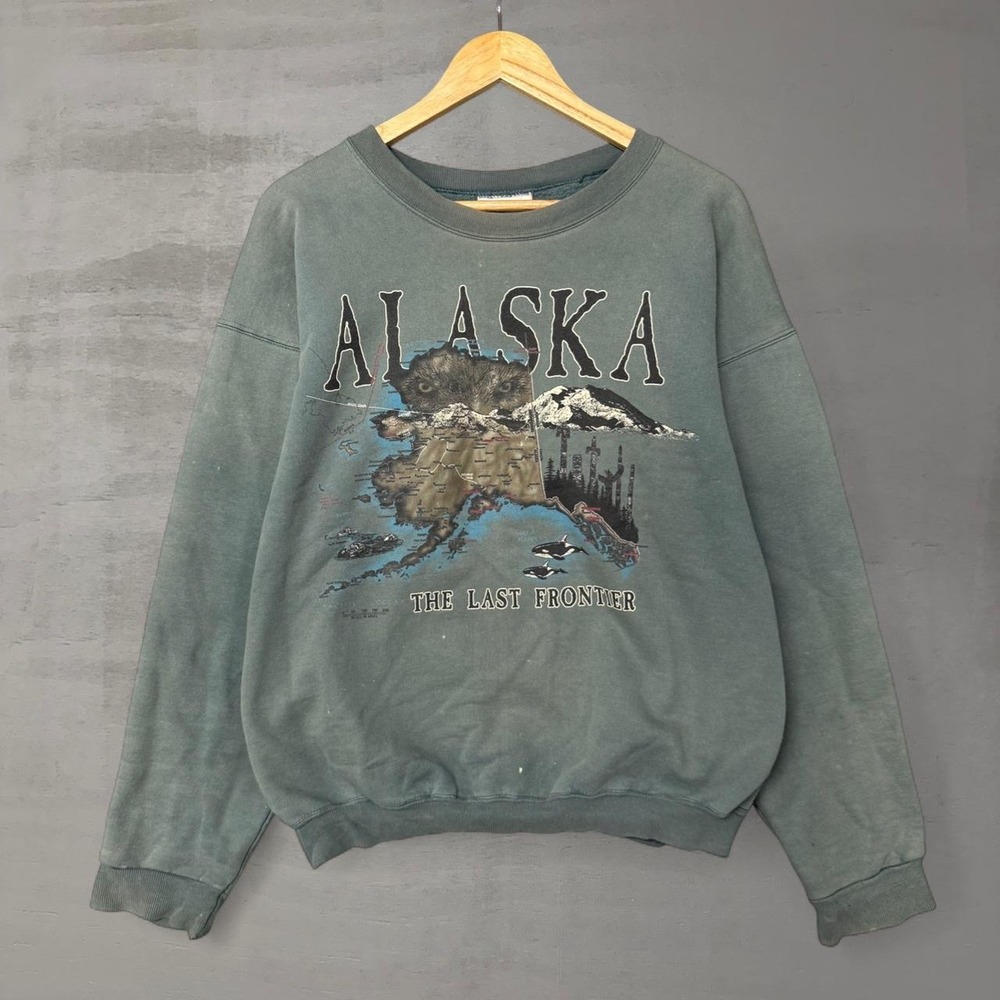 Hanes Alaska Graphic Sweatshirt in Faded Green